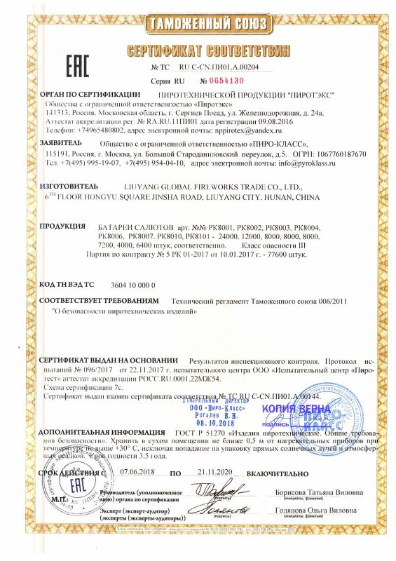 Сертификат RU C-CN.ПИ01.А.00204