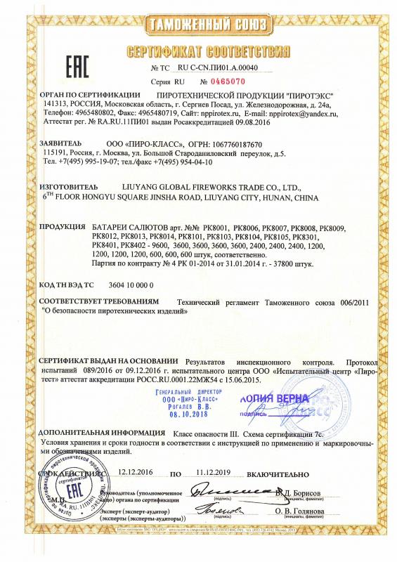 Сертификат RU C-CN.ПИ01.А.00040